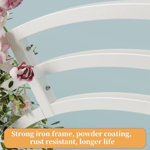 strong iron frame of garden arch trellis available at Buzzy Meadows Homestead in gardeners supply