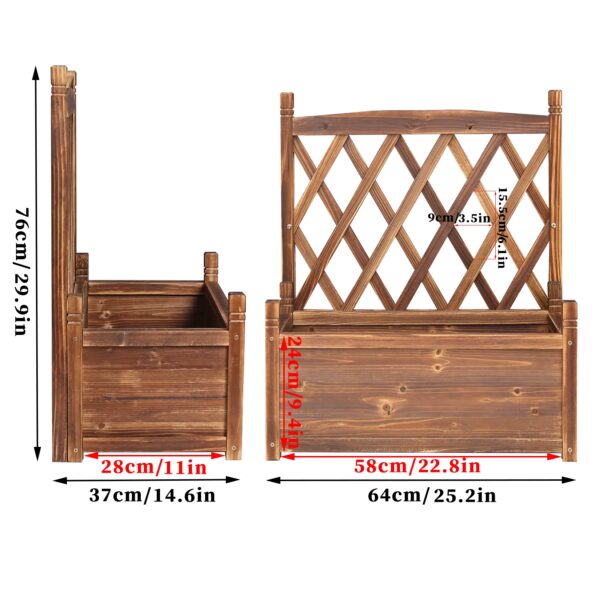 dimensions of small wood planter box with garden trellis