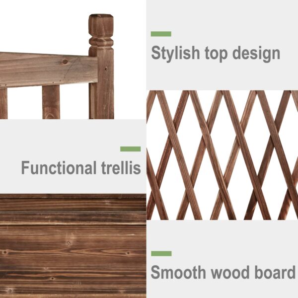 stylish top design of wood planter box with garden trellis