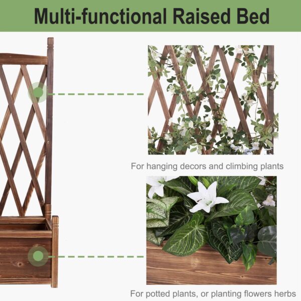 multifunctional wood planter box with garden trellis