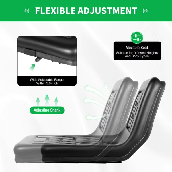 flexible adjustment of lawn mower seat available at Buzzy Meadows Homestead in farm and home supply