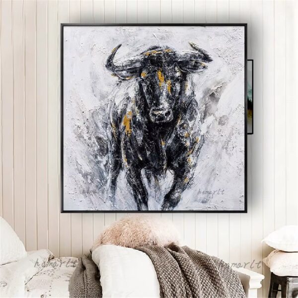 oil painting of a Spanish bull for sale at Buzzy Meadows Homestead in farmhouse decor
