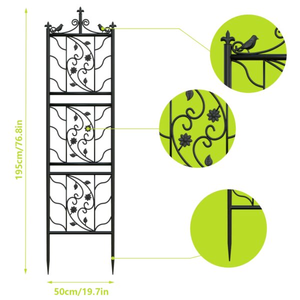 close ups of elegant details for the garden trellis 2 pack available at Buzzy Meadows Garden Supply