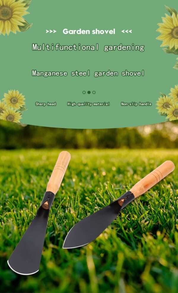 non slip wooden handle of Steel Garden Spade Set available at Buzzy Meadows Homestead in gardeners supply