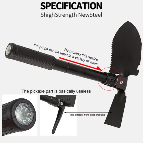 specifications of mini foldable shovel available at Buzzy Meadows Homestead in gardeners supply
