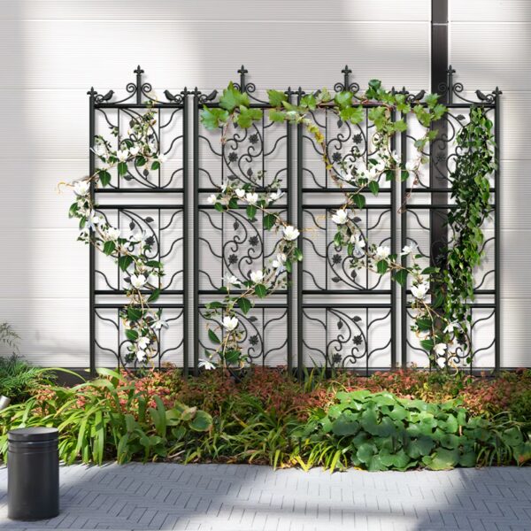 12 panels of elegant garden trellis available at Buzzy Meadows Gardeners Supply