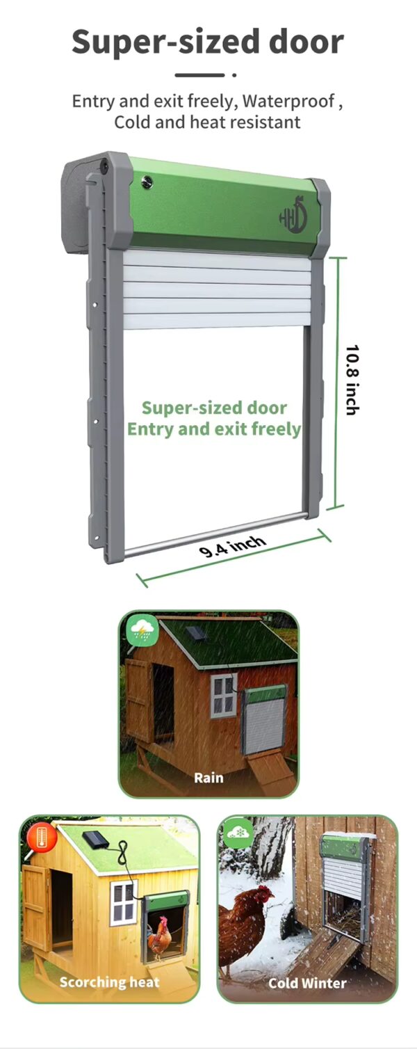 solar automatic chicken coop door for living off the grid available at Buzzy Meadows Homestead