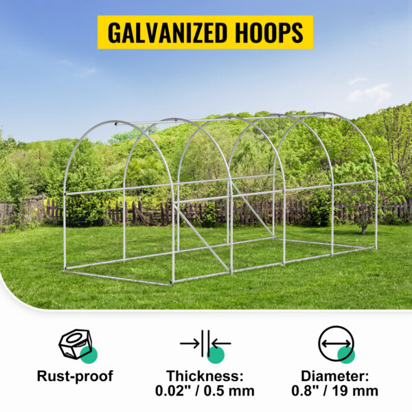 galvanized hoops of greenhouse for sale at Buzzy Meadows Homestead in gardeners supply